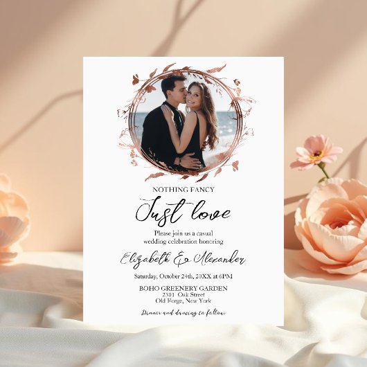 Invitation Rien de fantaisie Juste de l'amour Mariage photo W