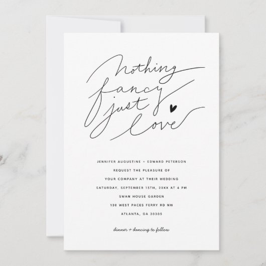 Invitation Rien de fantaisie Juste de l'amour Script Typograp (Devant)