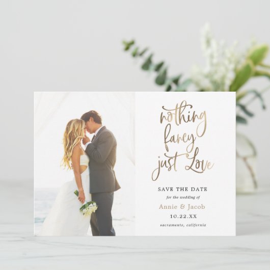 Invitation Rien de fantaisie Juste l'amour Enregistrer la dat (Debout devant)