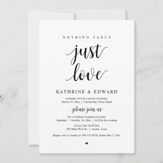 Invitation Rien de fantaisie, juste l'amour, Noir, Fête de ma (Devant)