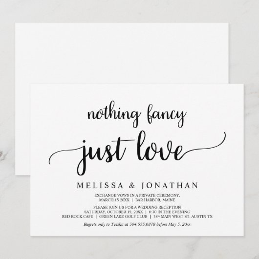 Invitation Rien de fantaisie, juste l'amour, simple et rustiq (Devant / Derrière)