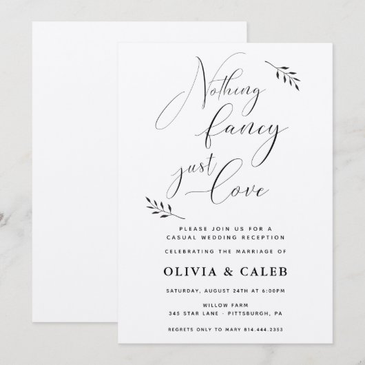 Invitation Rien de fantaisie, juste l'invitation de réception (Devant / Derrière)