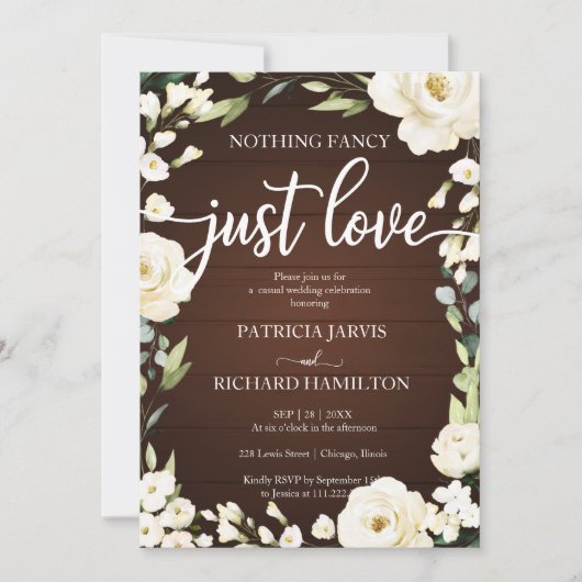 Invitation Rien de fantaisie, juste un mariage floral rustiqu (Devant)