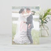 Invitation Rien de fantaisie rose mariage photo vellum casual (Debout devant)