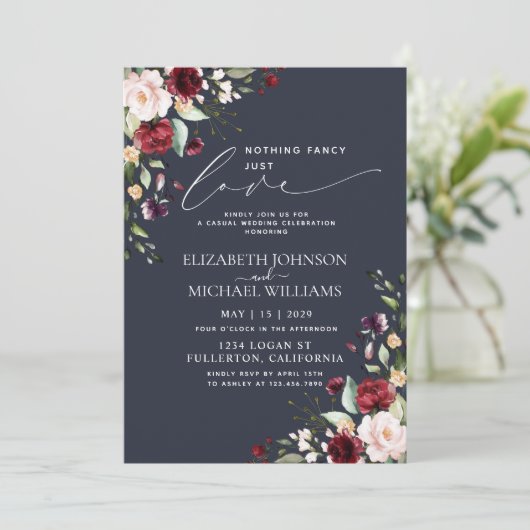 Invitation Rien de fantaisiste Juste Amour Bourgogne Rose Nav (Debout devant)