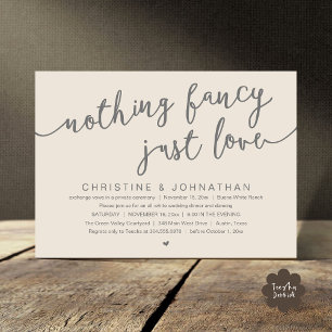 Invitation Rien De fantaisiste, Juste Amour, Mariage Elopemen