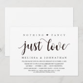 Invitation Rien De fantaisiste, Juste Amour, Mariage Elopemen (Devant / Derrière)