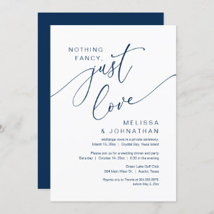 Invitation Rien De fantaisiste, Juste Amour, Mariage Elopemen