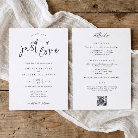 Invitation Rien de Fantaisiste Juste Amour Moderne Écriture M
