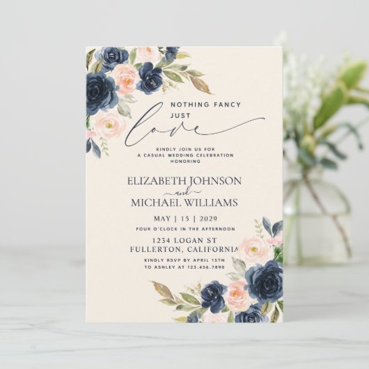 Invitation Rien de fantaisiste juste amour rose bleu marine m (Debout devant)