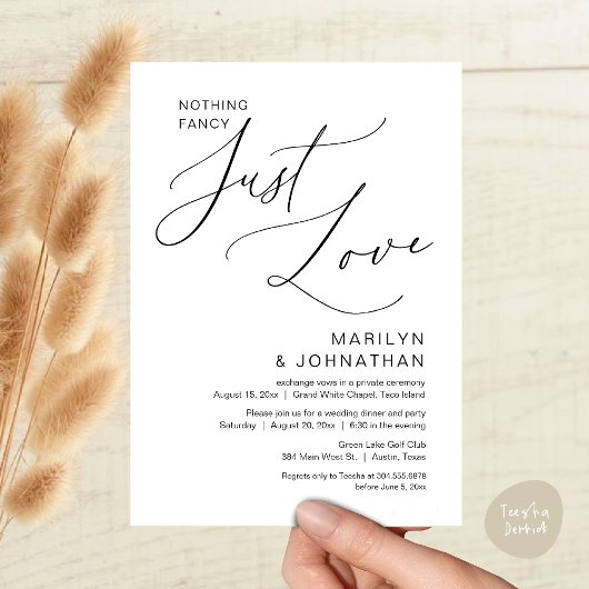 Invitation Rien de Fantaisiste, Juste de l'Amour, Dîner de Ma