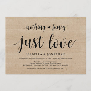 Invitation Rien de fantaisiste, juste de l'amour, du bois, un