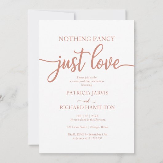 Invitation Rien de fantaisiste Juste de l'amour Mariage Décon (Devant)