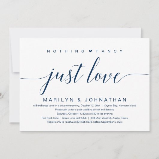 Invitation Rien de fantaisiste, juste de l'amour, Mariage Élé (Devant)