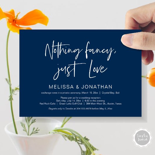 Invitation Rien de fantaisiste, juste de l'amour, mariage fug
