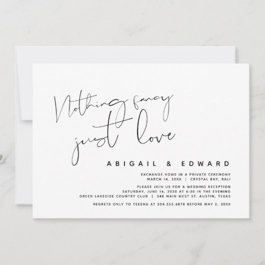 Invitation Rien de fantaisiste, juste de l'amour, mariage int (Devant)