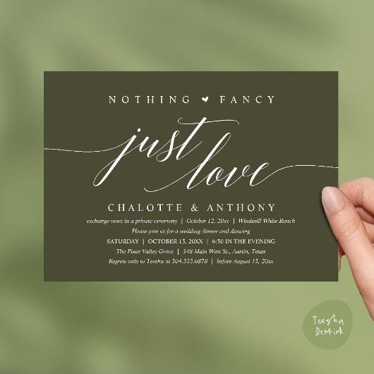 Invitation Rien de fantaisiste, juste de l'amour, réception m