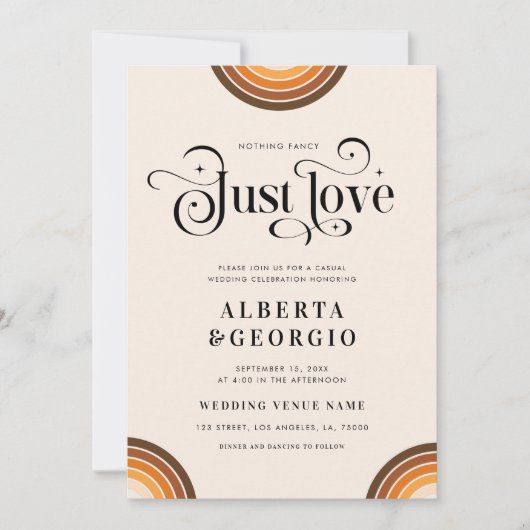 Invitation Rien de fantaisiste juste de l'amour Script rétro (Devant)