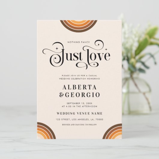 Invitation Rien de fantaisiste juste de l'amour Script rétro  (Debout devant)