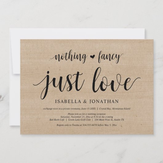 Invitation Rien de fantaisiste, juste l'amour, évasion amoure (Devant)