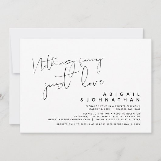 Invitation Rien de fantaisiste, juste l'amour, fuite de noces (Devant)