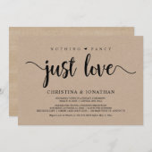 Invitation Rien de fantaisiste, juste l'amour, kraft rustique (Devant / Derrière)