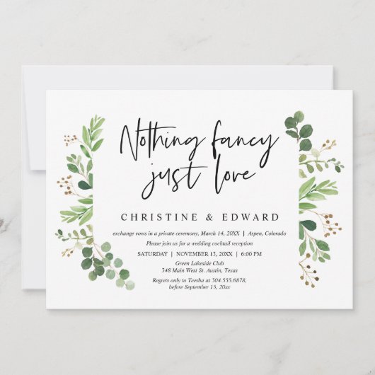 Invitation Rien de fantaisiste, juste l'amour, Mariage intime (Devant)