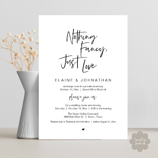 Invitation Rien de fantaisiste, juste l'amour Moderne Minimal
