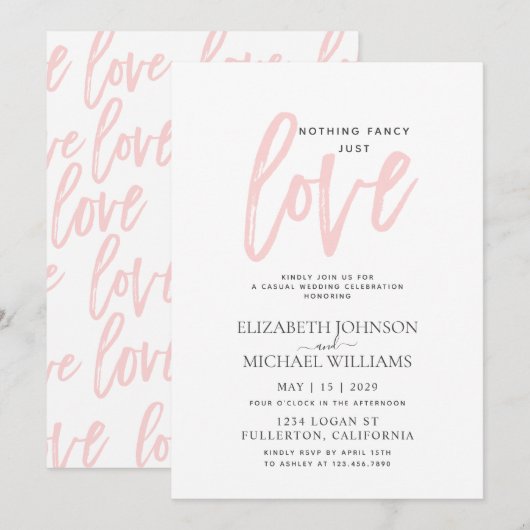 Invitation Rien de fantaisiste, juste un mariage décontracté  (Devant / Derrière)