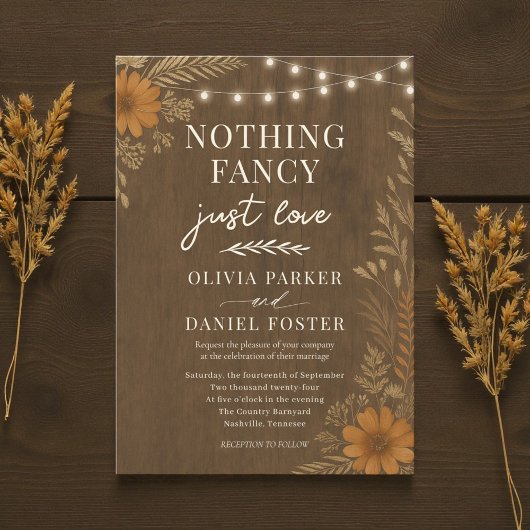 Invitation Rien de Fantaisiste Juste un Mariage Rustique Boho