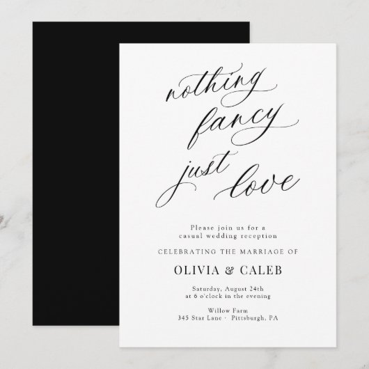 Invitation Rien de Fantaisiste Juste une Réception de Mariage (Devant / Derrière)