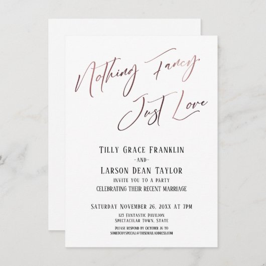 Invitation Rien de fantaisiste, juste une rose dorée simple e (Devant / Derrière)