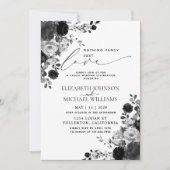 Invitation Rien de Fantasque Juste Amour Fleurs Noires Mariag (Devant)