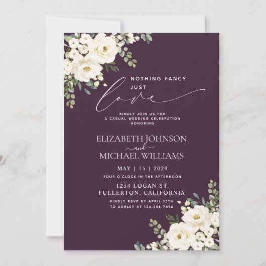 Invitation Rien de Fantasque Juste l'Amour Fleur Mariage Viol (Devant)