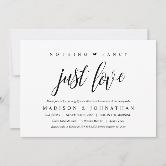 Invitation Rien De Fantastique, Juste Aimer Heureux Jamais Ap (Devant)