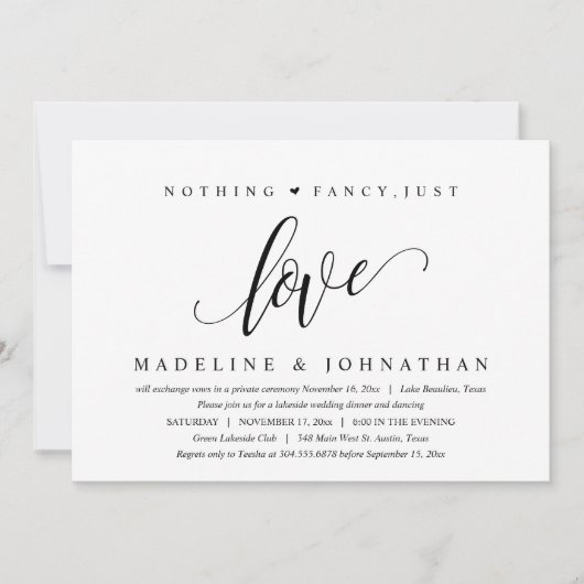 Invitation Rien de Fantastique, Juste Amour Fête du Bonheur É (Devant)