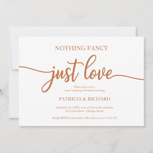 Invitation Rien de Fantastique Juste Amour Mariage Décontract (Devant)