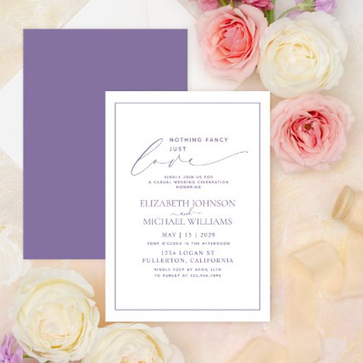 Invitation Rien de Fantastique Juste Amour Mariage Lilas Lava