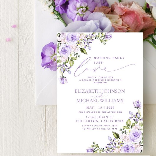 Invitation Rien de Fantastique Juste Amour Mariage Lilas Lava