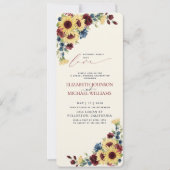 Invitation Rien de Fantastique Juste Amour Tournesol Bleu Bou (Devant)