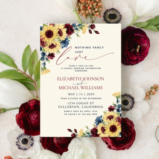 Invitation Rien de Fantastique Juste Amour Tournesol Bleu Bou