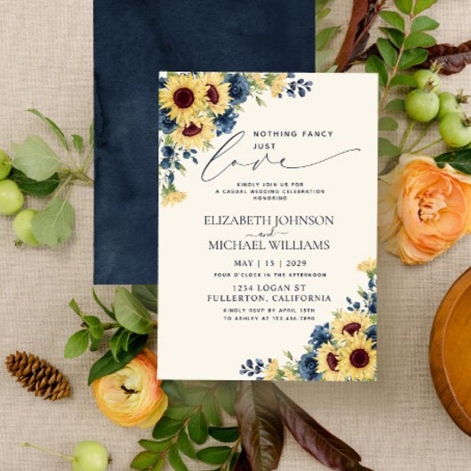 Invitation Rien de Fantastique Juste Amour Tournesol Mariage