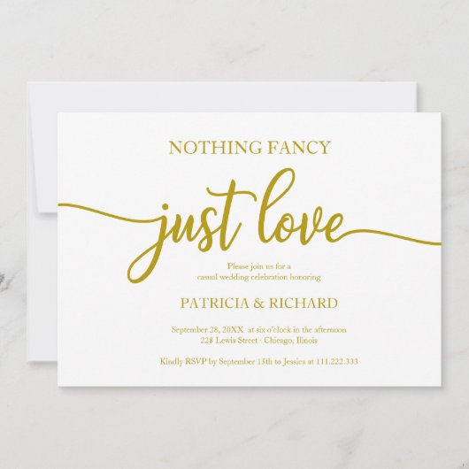 Invitation Rien de Fantastique Juste de l'Amour Mariage Décon (Devant)