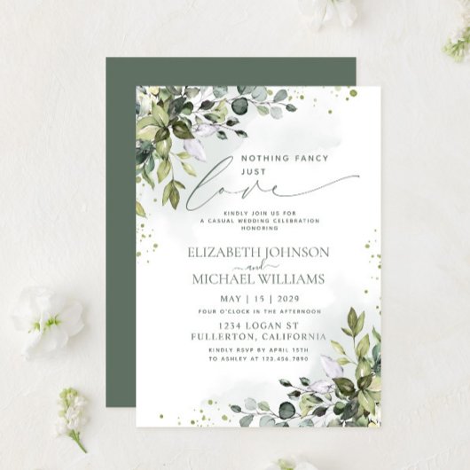 Invitation Rien de Fantastique, Juste de l'Amour Mariage Vert
