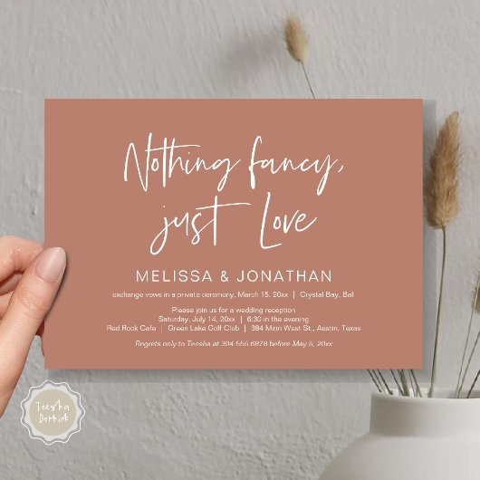 Invitation Rien De Fncy, Amour, Parti Mariage Elopement