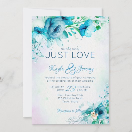 Invitation Rien de plus agréable que le bleu turquoise fleurs (Devant)