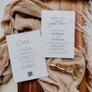 Invitation rien de plus qu'un mariage noir et blanc