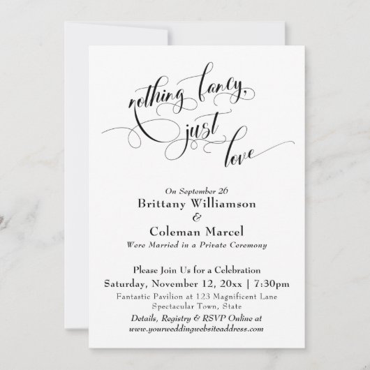 Invitation Rien d'élégant ni de fantaisie, juste de l'amour (Devant)