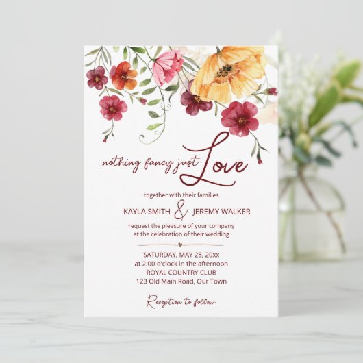 Invitation Rien d'intéressant que d'aimer les fleurs sauvages (Debout devant)