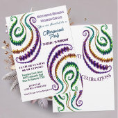 Invitation Rien Perles Mardi Gras Couleurs Masquerade Party